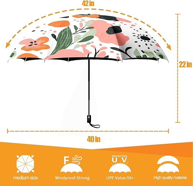 Small Compact Travel Automatic Folding Umbrella for Women Portable Lightweight Rain Wind UV Sun Shade