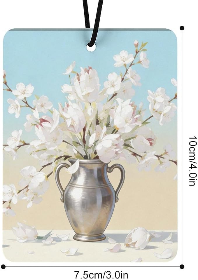 5PCS Car Air Freshener Hanging Personalized Double Sided White Blossom Car Fresheners Long Lasting New Cars Scents Cute Automotive Freshies for Closets Drawers (tea)