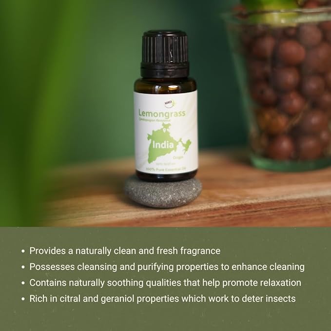Lemongrass Essential Oil - Natural Aceite de Hierba Limón from Norex Flavours India - Lemongrass Essential Oils for Hair Aromatherapy and Massage (2lbs)