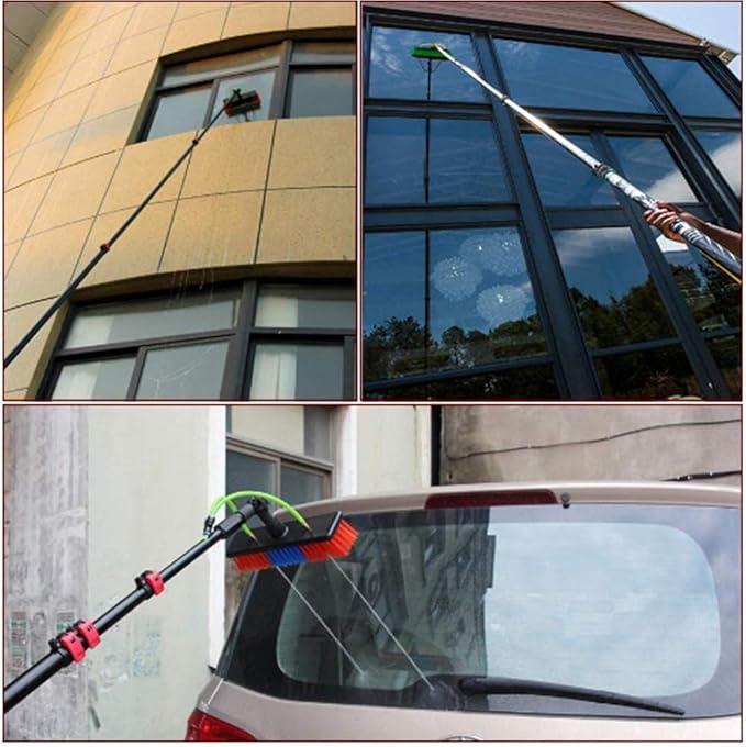 Window Cleaning Brush Window Cleaning Window Cleaner Kit Water/Hose Fed Pole Cleaning Tool for Window Glass Solar Panel - 10m 10m (10m)