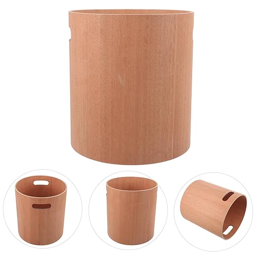 PRETYZOOM Wooden Table Trash Can Capacity Desk Garbage Bin Wastebasket for Home Office Makeup Table Vanity Counter