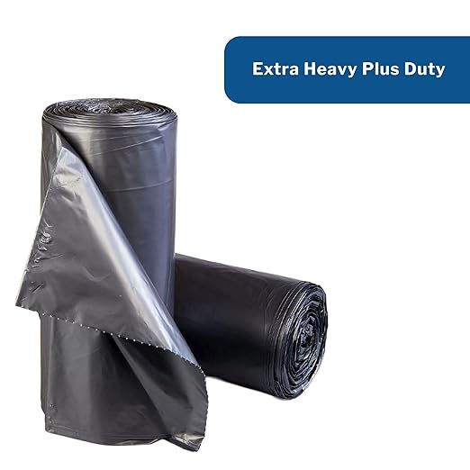 Inteplast Trash Can Liners Extra Heavy Plus Duty - Star-Sealed Bottom 1.1 mil - Gray 45 gal Capacity 38 in x 58 in