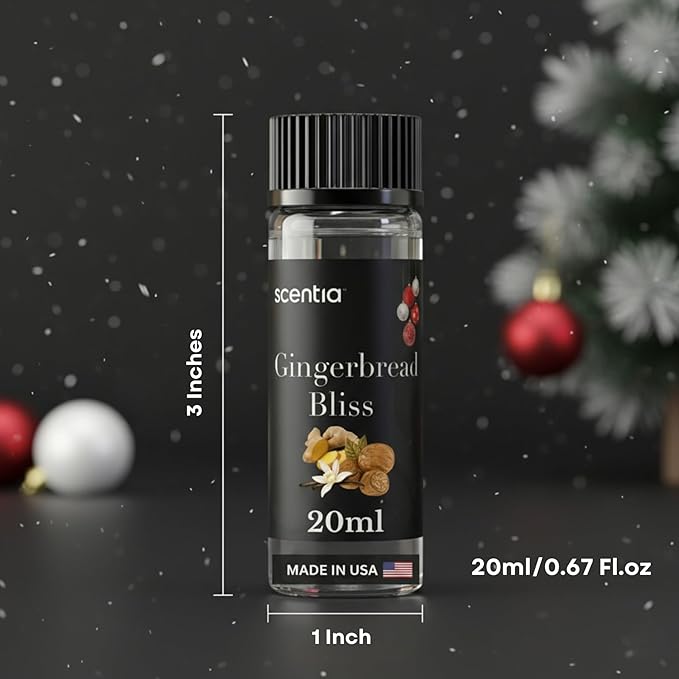 Scentia Cozy Pine Gingerbread Fragrance Oil Collection – Long Lasting Aromatherapy Diffuser Oil for Candles Home &amp DIY Bakery Scents 3x20ml Discovery Set – (Perfect for Winter &amp Holiday)
