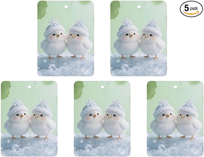5PCS Car Air Freshener Hanging Personalized Double Sided Snowy Chicks Car Fresheners Long Lasting New Cars Scents Cute Automotive Freshies for Closets Drawers (tea)