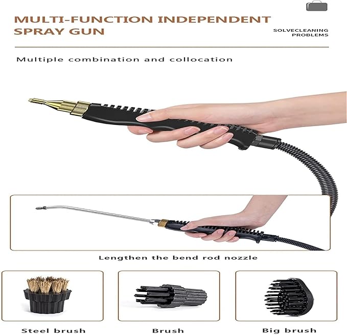Hand-held Portable Steam Cleaning Machine Automatic Pumping for Kitchen Bathroom Furniture Car Detailing Seat(White)