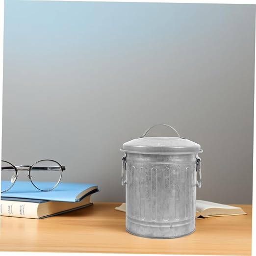TEHAUX Small Bucket Shaped Garbage Can with Lid Creative Trash Bin for Home and Office Convenient Small Rubbish Wastebasket for Kitchen Bedroom Bathroom Farmhouse