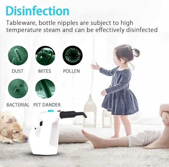 Handheld Steam Cleaner with Extension Hose 9-Piece Accessory Set Chemical-Free Cleaning.(White)