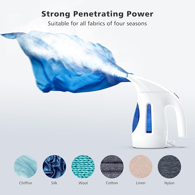 HiLIFE Steamer for Clothes Portable Handheld Design 240ml Big Capacity 700W Strong Penetrating Steam Removes Wrinkle for Home Office and Travel(ONLY FOR 120V) (Ocean Blue)