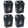 6 Gallon Plastic Swing Top Garbage Can 4 Pack Kitchen Trash Bins with Swing Lid Gray