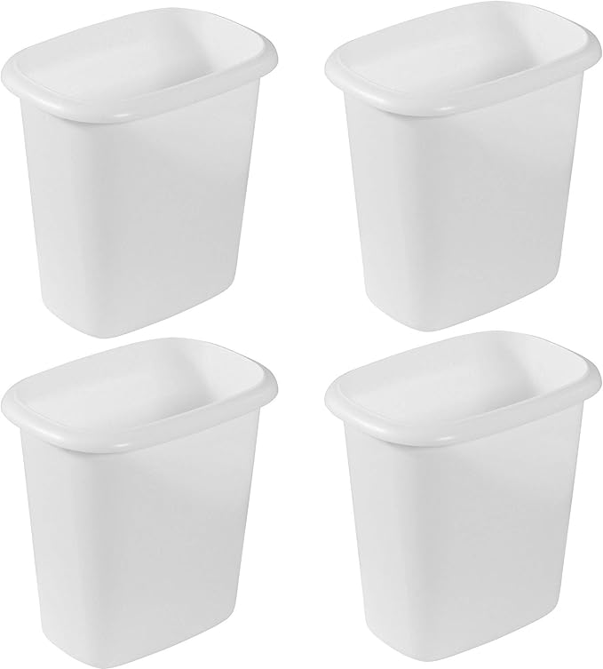 Rubbermaid 6 Quart Bedroom Bathroom and Office Wastebasket Trash Can (4 Pack)