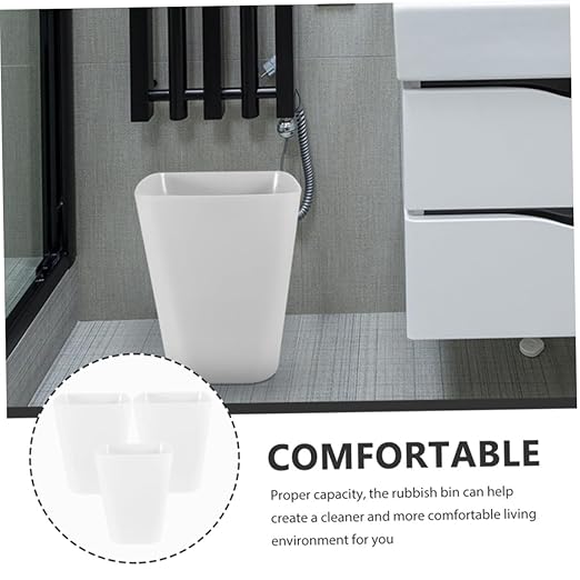 Cabilock 3Pcs Trash Can Large Capacity Bathroom Wastebasket for Office Kitchen Living Room Material Easy to Clean Versatile Garbage Bin