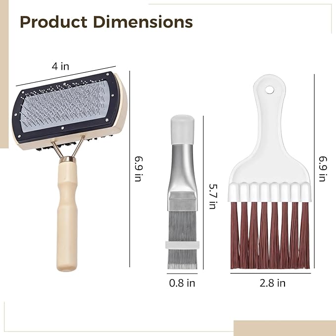 Ac Fin Cleaner Kit: 3-Piece Set Stainless Steel Comb Soft Brush Dual-Sided Remover For Mini Split &amp Refrigerator Coils