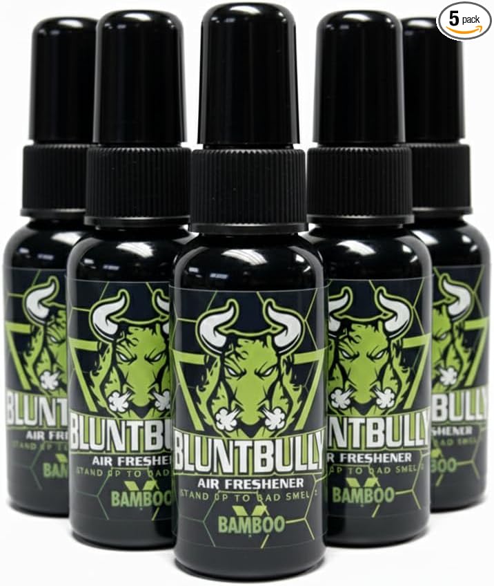 Blunt Bully Air Freshener (Bamboo) (5 Pack) Premium Oil Based Air Freshener Spray. Long-Lasting Room Bathroom Office &amp Car Scent | Eliminates Odors from Smoke Pets &amp More