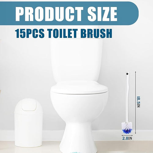 15 Pcs 18.5 Inch Toilet Bowl Cleaner Brush Bathroom Long Plastic Handled Cleaning Scrubber with Hook Hole Without Holder for Household Cleaning (BlueWhite)