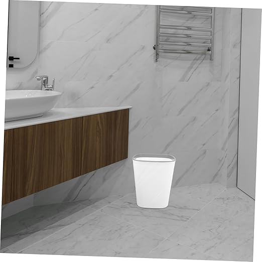 Large Capacity White Plastic Trash Can Open Top Wastebasket for Home Office Kitchen Bathroom Bedroom and Easy to Clean Garbage Container