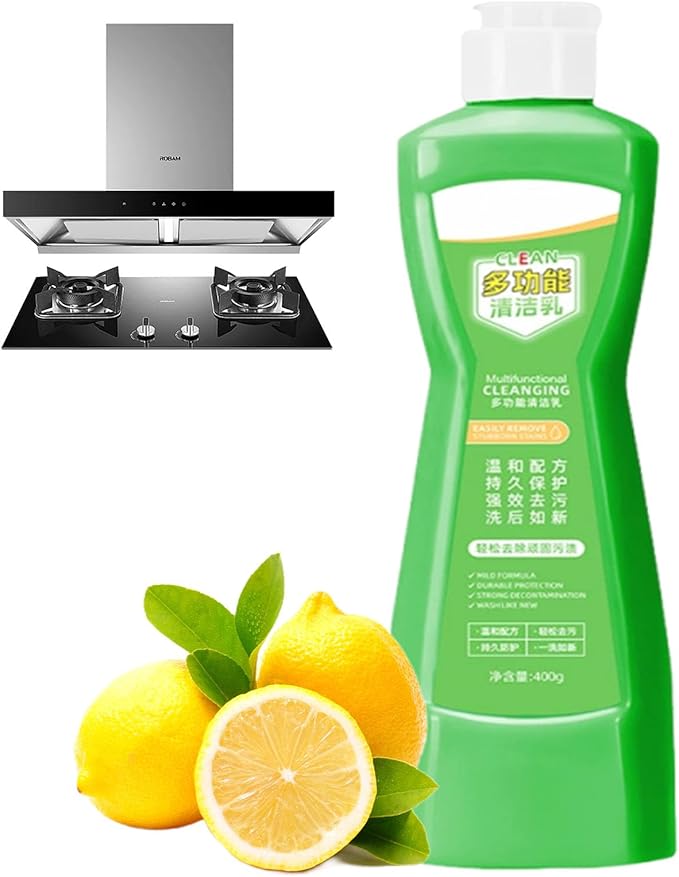 Multi-purpose Rinse-Free Cleaning Cream Heavy-Duty Kitchen Degreaser Foam Cleaner All-Purpose Household Cleaners for Kitchen Bathroom Furniture Stainless Steel (Green)