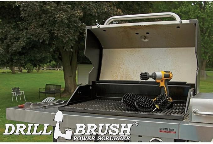 Drillbrush BBQ Grill Cleaning Kit - Safe Nylon Grill Brush | Drill Brush Set - Ultra Stiff Power Scrubber Attachments for Loose Paint De-Scaling Rust and Graffiti Removal on Stone Brick and Masonry