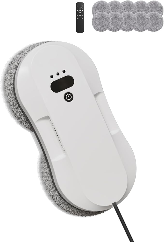 Window Cleaning Robot Automatic Window Cleaner Robot with Dual Spray-50ml Tank Edge Detection Intelligent Path Planning 3000pa Strong Suction Anti-Drop Protection