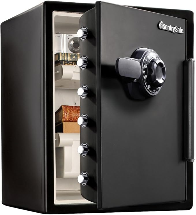 SentrySafe Black Fireproof Waterproof Floor Safe with Dial Combination Lock for Home or Office 2.05 Cubic Feet SFW205CWB
