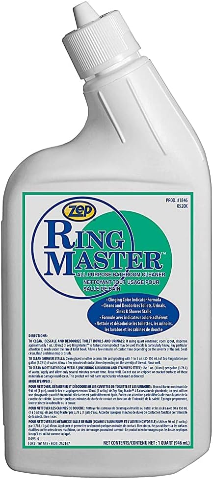 Zep Ring Master All-Purpose Bathroom Cleaner - 32 Ounce (Case of 12) 184611 - The Best No Scrub Cleaner for Your Shower Toilet Bowl And Urinals to Deodorize Clean and Descale
