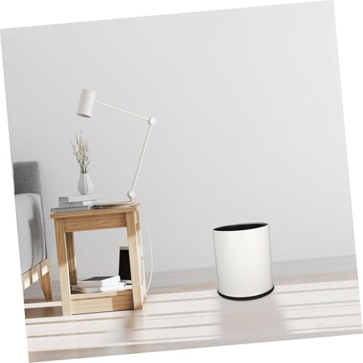 PRETYZOOM Round Double Layer Trash Can Modern Office and Home Wastebasket Plastic Garbage Bin for Kitchen Bathroom and Bedroom 1-Pack