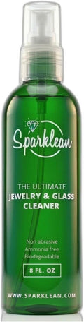 SPARKLEAN Jewelry &amp Glass Cleaner Spray (8 Oz) - Biodegradable Ammonia-Free Solution for Gold Silver &amp Diamond Rings - Safe for All Metals &amp Gemstones - Eco-Friendly - Everyday Size