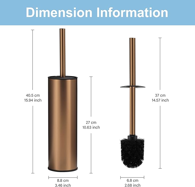 BGL Rose Gold Toilet Brush and HolderStainless Steel Toilet Brushes for Bathroom with Holder