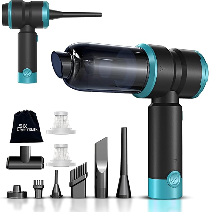 Handheld Car Vacuum with 15000PA Power 4 in 1 Powerful Cordless Vacuum Cleaner &amp Air Duster with 2000mAh Battery Rechargeable Portable Mini Hand Held Vacuum for Car HomeOfficePet Hair（Blue）