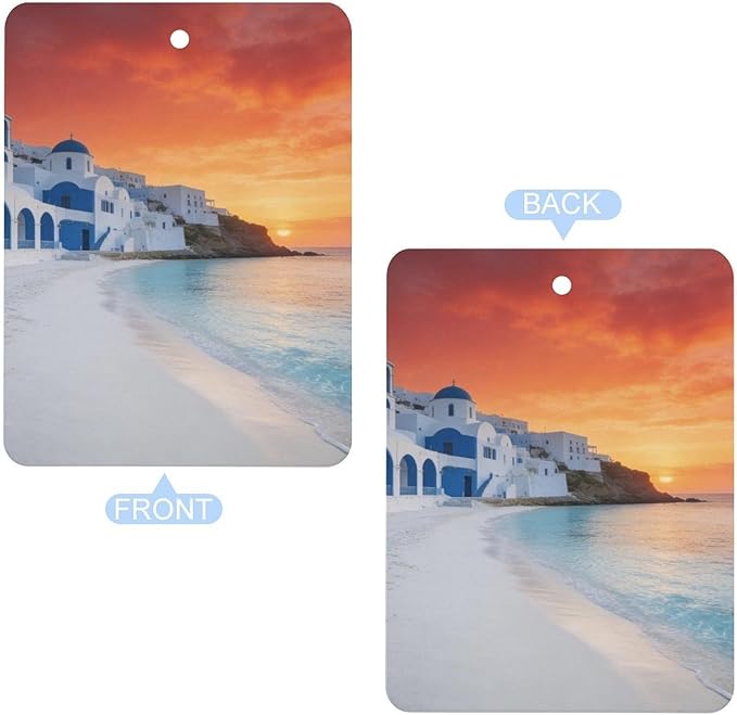 5PCS Car Air Freshener Hanging Personalized Double Sided White Coastal Town Car Fresheners Long Lasting New Cars Scents Cute Automotive Freshies for Closets Drawers (tea)