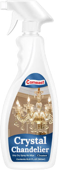 Crystal Chandelier Cleaner Spray No-Wipe Drip Dry Easy-to-Use Streak-Free Shine Safe for Crystal Glass &amp Metal Fixtures Ideal for High Ceiling Lighting (16.91 oz)