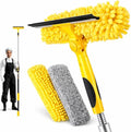 18FT High Reach Window Squeegee with Extension Pole 2 in 1 Window Washing Kit with 3-Stage Telescopic Pole &amp Rotatable Head No-Ladder Window Cleaner for High Window Solar Panel RV &amp Outdoo