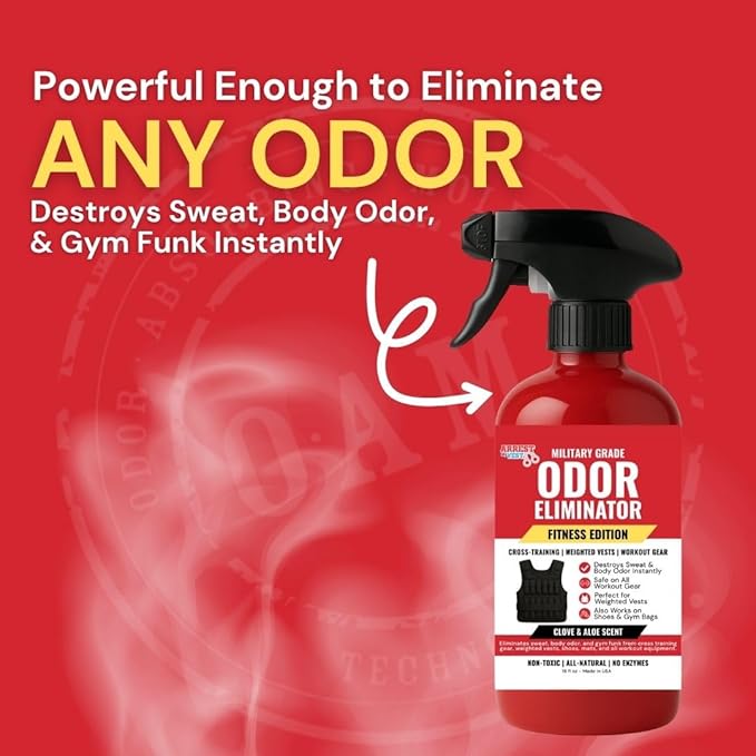 Arrest My Vest Fitness Edition Odor Eliminating Spray for Weighted Vests Gym Bags &amp Workout Gear - All Natural Sports Gear Deodorizer - Clove &amp Aloe Fragrance 2 Pack (16 oz)