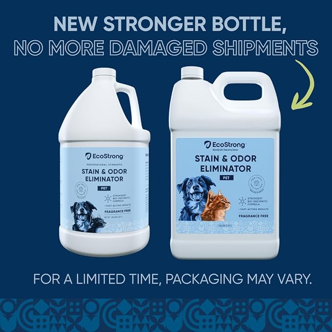 Eco Strong Pet Stain and Odor Remover - Cat Urine Enzyme Cleaner Urine Destroyer for Dogs Pet Urine Enzyme Cleaner [All New Fragrance Free] - 128oz