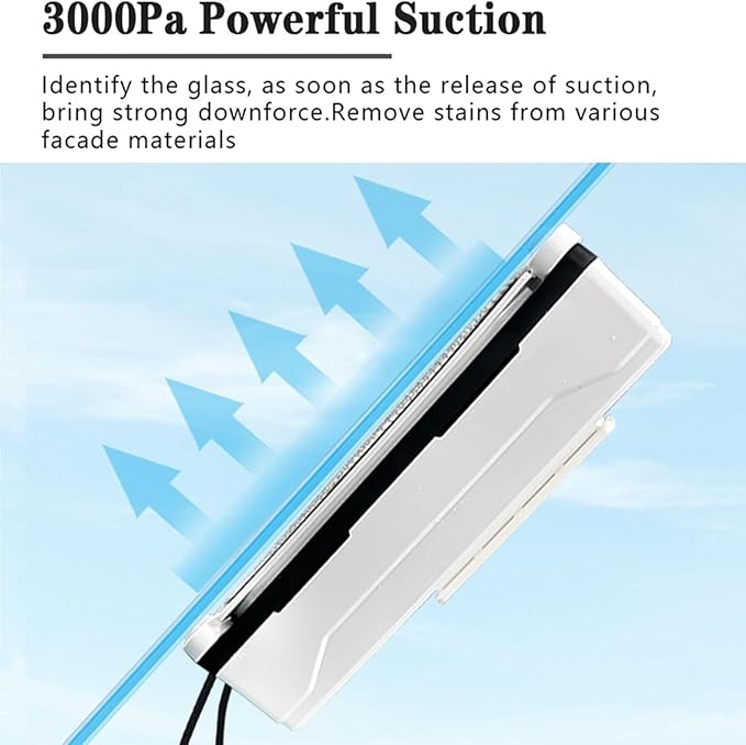 Window Cleaner Robot 50ML Dual Water Tank 3000Pa Strong Suction Smart Window Cleaning RobotRemote Control Robot Window Cleaner Suitable for Outdoor/Indoor High Rise Windows