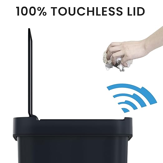 iTouchless Prime 13.2 Gallon Sensor Trash Can Durable Dent-Proof Construction Slim and Space-Saving Automatic Bin Great for Kitchen Home Office Business Garage Black Color Plastic
