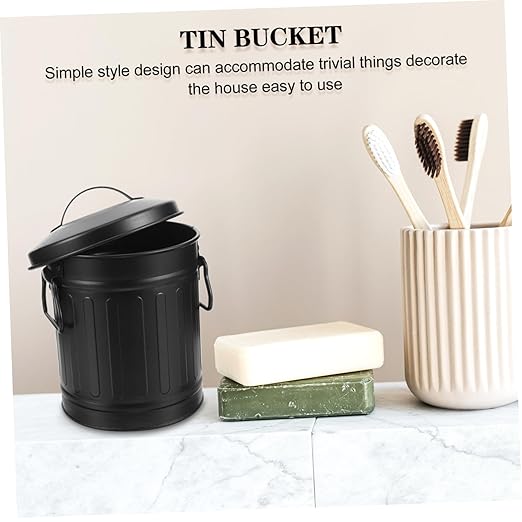 NUOBESTY Bucket Shaped Garbage Can Office Trash Bin Desktop Trash Bin Decorative Wastebasket Bedside Waste Can