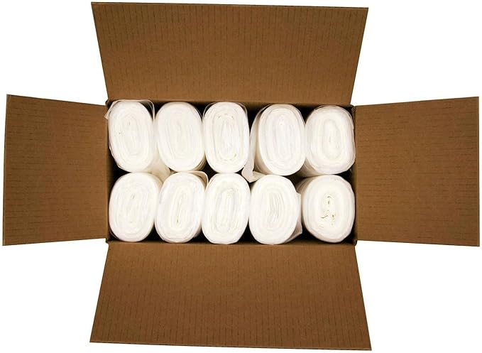1000-Count Commercial Trash Bags | 10 Gallon Clear Can Liners for Office &amp Bathroom | High-Density Tear-Resistant &amp Leak-Proof | Bulk Roll for Business Retail and Hospitality Use