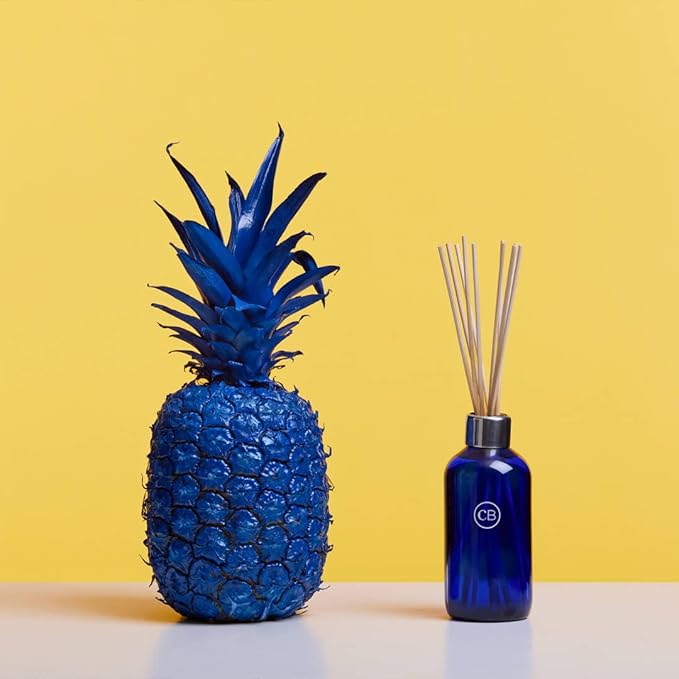 Capri Blue Pineapple Flower Reed Diffuser Set - Includes Reed Diffuser Sticks Fragrance Oil and Glass Bottle - Luxury Scented Room Fresheners - Cobalt Blue (8 fl oz)