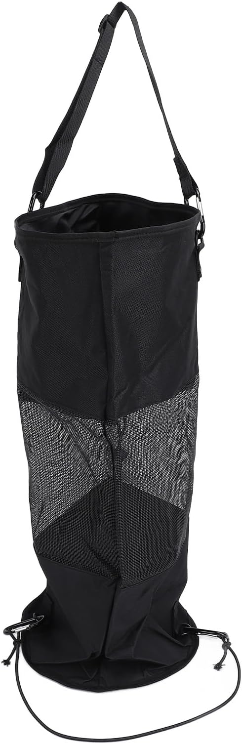 Boat Trash Bag Mesh Trash Bag with Lanyard Secure Closure Nylon Mesh Reusable Portable Boat Trash Can for Outdoor Seaside