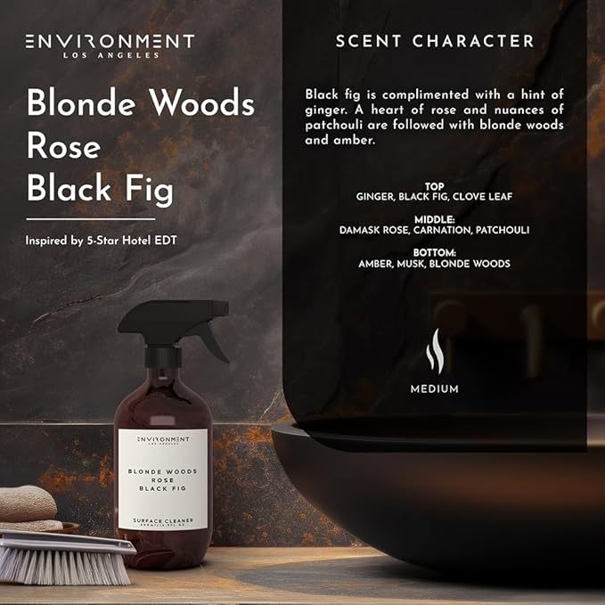 ENVIRONMENT Inspired by 5-Star Resort EDT Surface Cleaner 16oz Luxury Surface Cleaner (Blonde Woods | Rose | Black Fig) Home Essentials Scented Cleaning Products Vegan &amp Cruelty-Free