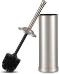 Brushed Nickel Toilet Brush and Holder Set304 Stainless Steel Toilet Bowl Brush and Holder for BathroomSilver Heavy Duty Toilet BrushDurable Scrubbing BristlesSplash ResistantLong Handle