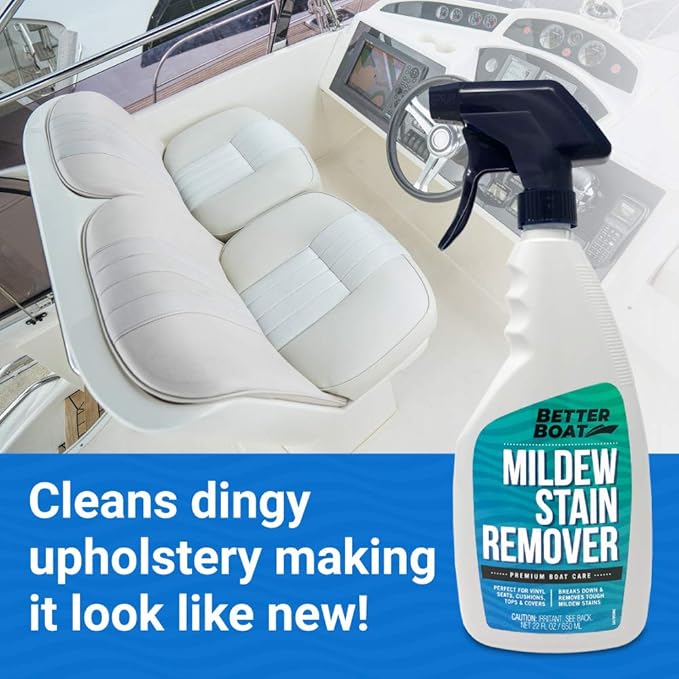 Better Boat Mold and Mildew Stain Remover 22oz Spray for Fabric Vinyl Tile Grout Removes Mold Stains on Boat Seats Bathroom Shower Patio Furniture Carpet Canvas