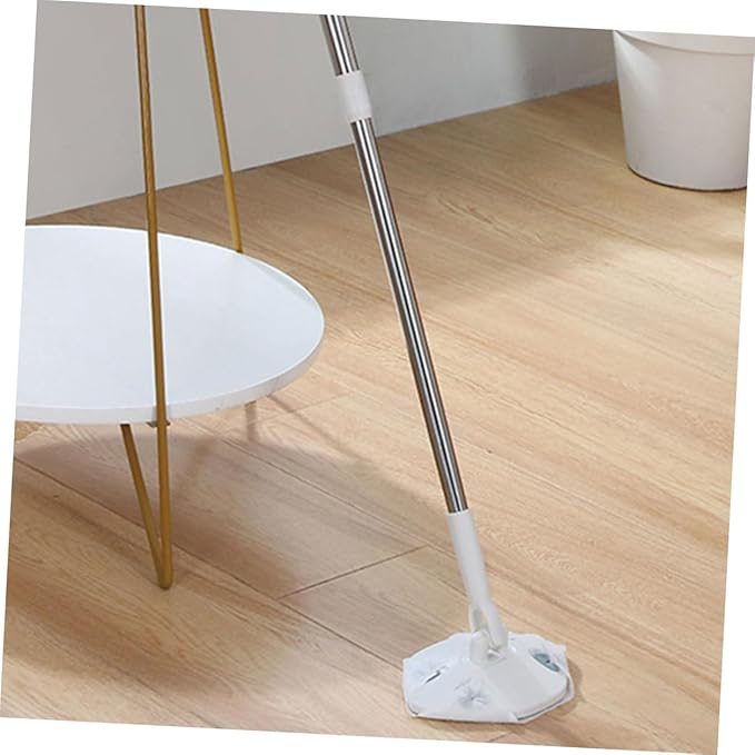 SECFOU Rotating Dust Mop with Dry Facial Cleansing Cloth Pack Triangle-Shaped Electrostatic Dust Removal Mop for Hardwood Floors Household Cleaning Tool with No-wash Design and Long