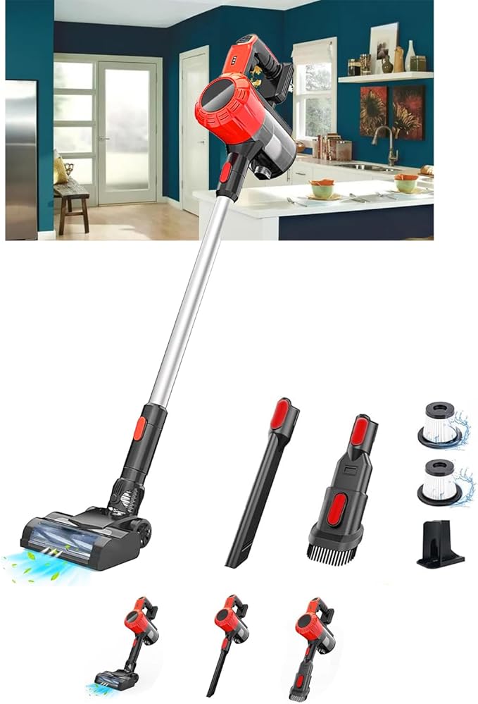 Vacuum Cleaner for Home for Milwaukee 18V Battery 48-11-1850 30KPA 6in1 Cleaner for Home with Wall Bracket Stick Vacuum Cleaner for Hard Floor Car Pet Hair Cleaning (NOT Included Battery)