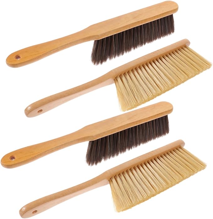 Happyyami 4pcs Soft Bristle Brush for Cleaning Hand Broom Brush Dust for Block Bench Furniture Garden