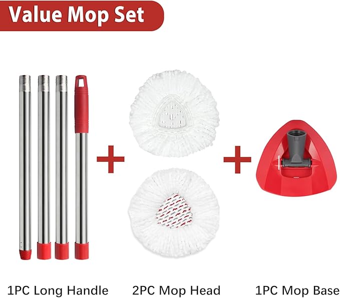 Microfiber Spin Mop Replace Head Mops Base Handle Compatible with O Cedar EasyWring 1-Tank Spin Mop Refills (New White-Centre 40% More (1-Tank System))
