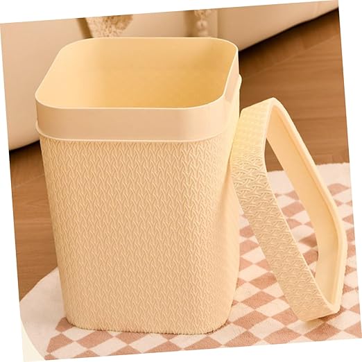 ABOOFAN Rattan Desktop Trash Can for Small Bathroom Office Desk Wastebasket Lid