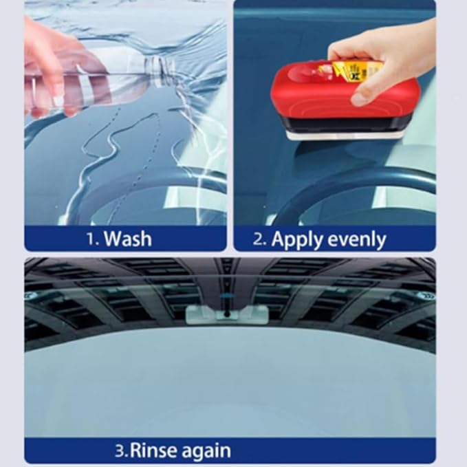 Automotive Glass Cleaner Automotive Oil Film Cleaning Brush Glass Oil Film Remover Hydrophobic Glass Coating for Windshield (1Pcs) (2Pcs)