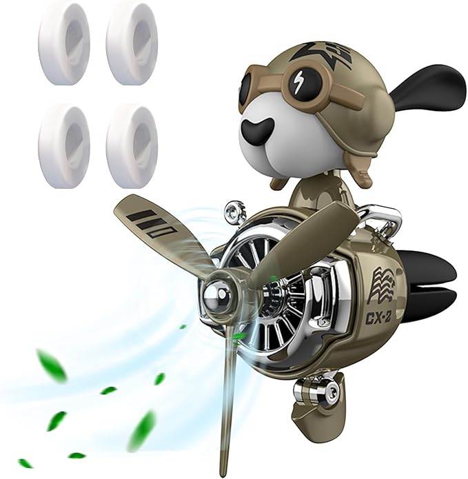 Pilot Car Air Freshener Cute Dog Car Vent Clip Air Freshener Automotive Air Outlet Fan Diffuser Automotive Interiors Vent Decoration (Shake Head Style - Dog)