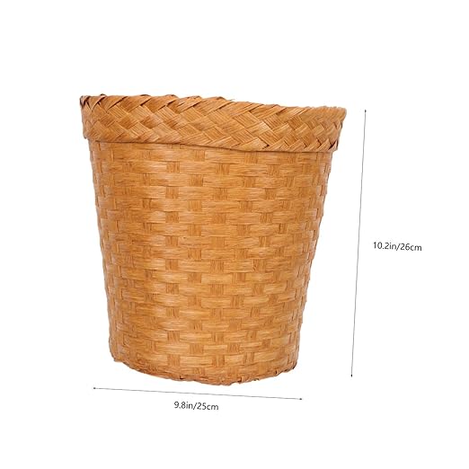 DECHOUS Grass Woven Storage Basket Stylish Non-Covered Wastebasket for Home and Office Multi-Purpose Organizer Paper Container for Living Room and Bedroom